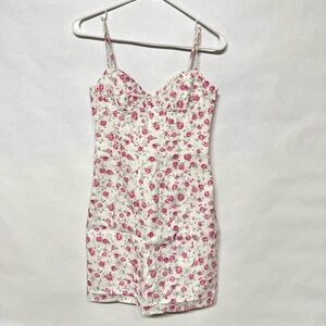 Zara white pink floral roses corset mini dress sleeveless women’s size XS